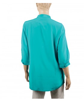 Plain Short Silk Shirt - Green