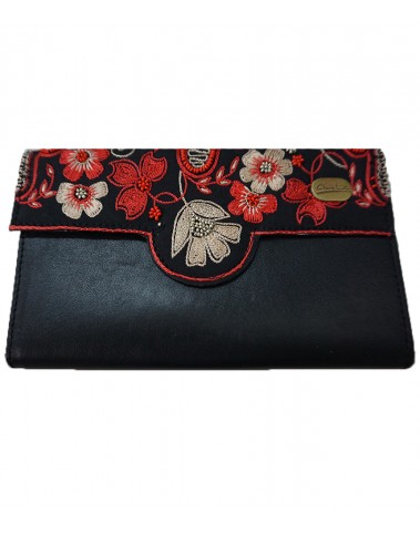 Ashika Wallet - Red and Cream Embroidered 
