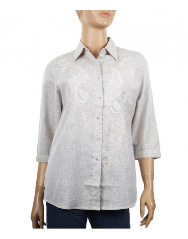 Embroidered Casual Shirt - Beige Embroidery