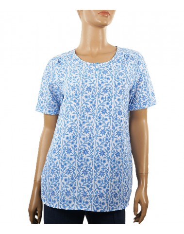 Casual Kurti - Blue and White Flowers