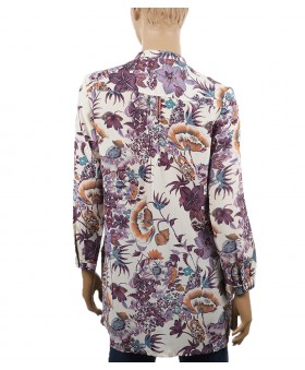 Long Silk Shirt - Plum Floral