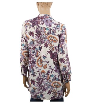 Long Silk Shirt - Plum Floral
