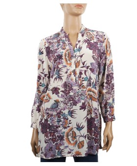 Long Silk Shirt - Plum Floral