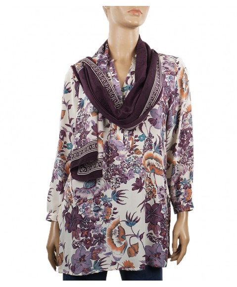 Long Silk Shirt - Plum Floral