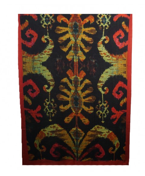 Reversable Stole - Black and Red Ikat