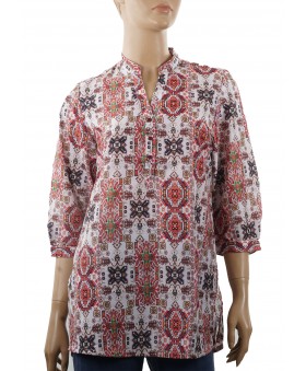 Casual Kurti - Red and White Carpet