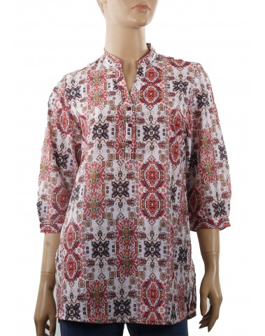 Casual Kurti - Red and White Carpet