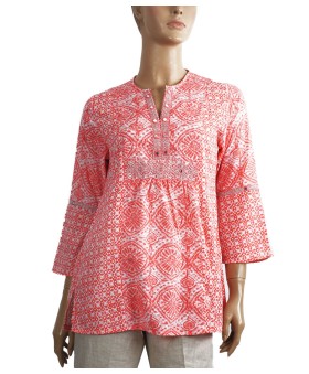 Casual Kurti - Peach Festival Kurti 