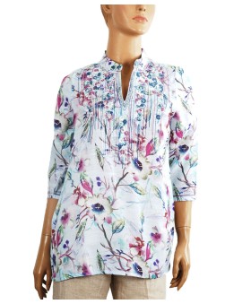 Casual Kurti -Big Lilac Flowers