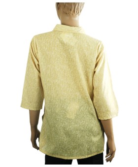 Casual Kurti - Mustered Yellow Full Pintuck