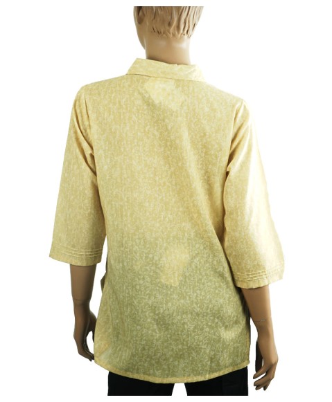 Casual Kurti - Mustered Yellow Full Pintuck