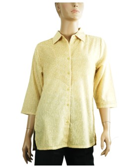 Casual Kurti - Mustered Yellow Full Pintuck