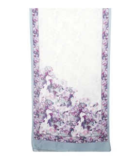 Crepe Silk Scarf - Shocking Blue With Pink Paisley