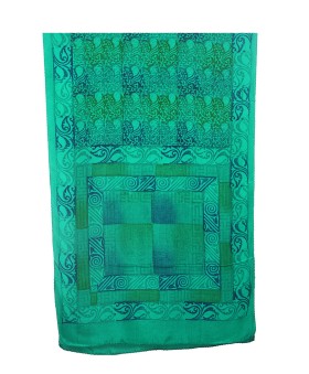 Crepe Silk Scarf - Blue And Green Paisley