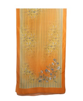 Crepe Silk Scarf - Mustard Flowers 