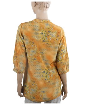 Short Silk Shirt - Mustard Floral