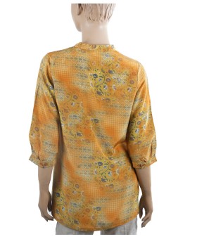 Short Silk Shirt - Mustard Floral