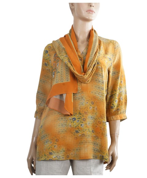 Short Silk Shirt - Mustard Floral