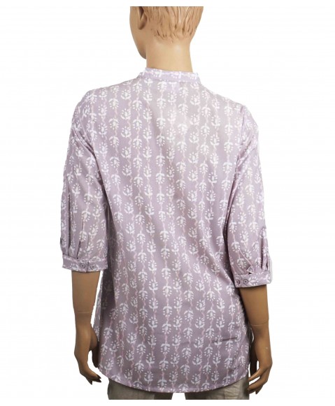 Casual Kurti - Lavender Base With White Print