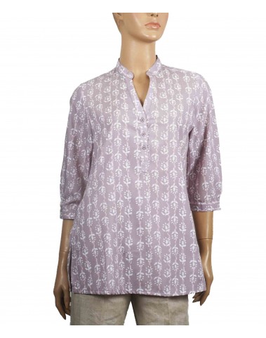 Casual Kurti - Lavender Base With White Print