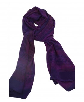 Crepe Silk Scarf - Lining With Purple Base
