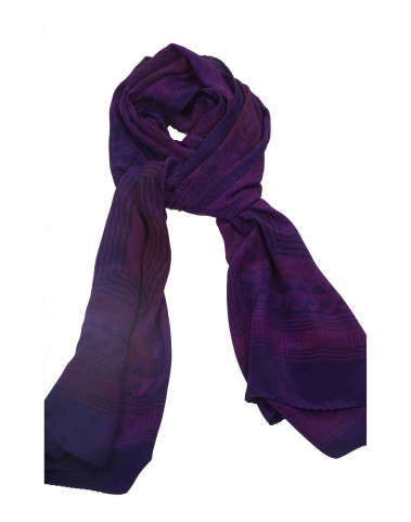 Crepe Silk Scarf - Lining With Purple Base