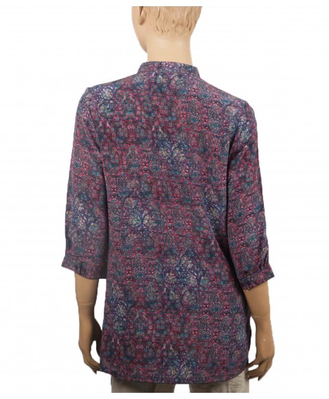 Short Silk Shirt - Pink And Blue Big Paisley