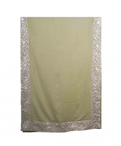 Olive Green Sequence Border Stole