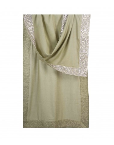 Olive Green Sequence Border Stole