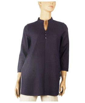 Casual Kurti - Purple Pintuck With Diamond Button