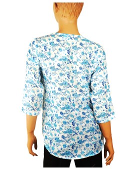 Casual Kurti - Blue Floral Creeper