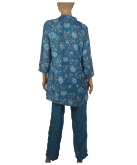 Cotton Co-ord Set - Peacock Green Flowers