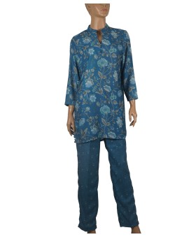 Cotton Co-ord Set - Peacock Green Flowers