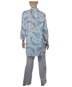 Cotton Co-ord Set - Blue Leaves