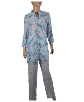 Cotton Co-ord Set - Blue Leaves