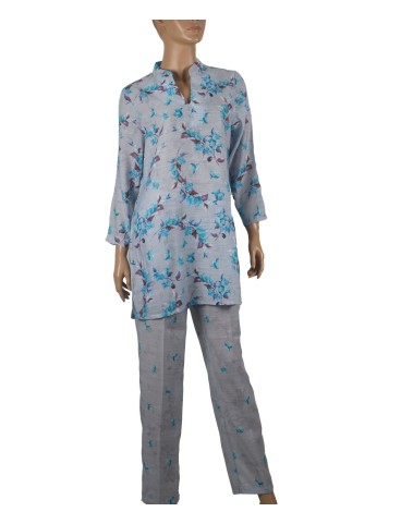 Cotton Co-ord Set - Blue Leaves