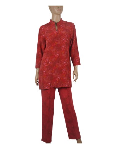 Silk Co-ord Set - Red Leaf Silk Co-ord Set - Red Leaf