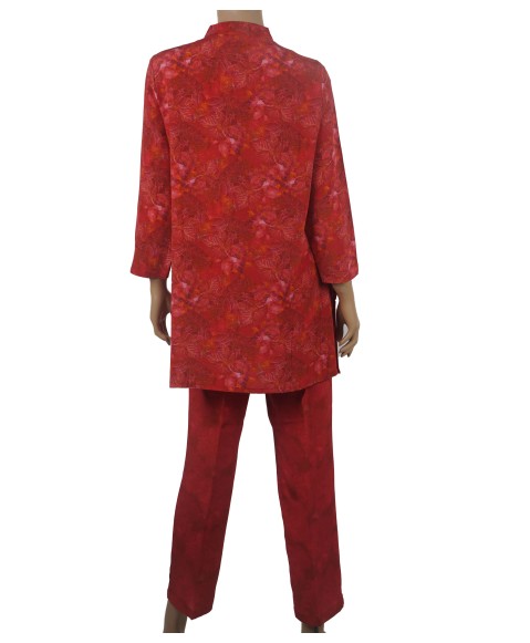 Silk Co-ord Set - Red Leaf Silk Co-ord Set - Red Leaf
