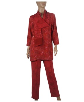 Silk Co-ord Set - Red Leaf