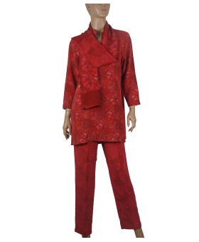 Silk Co-ord Set - Red Leaf