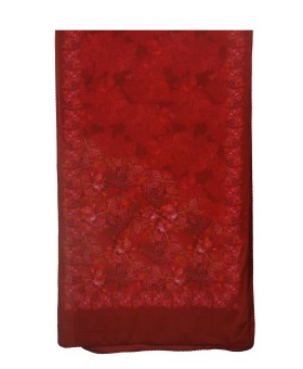 Crepe Silk Scarf - Red Leaf