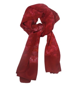 Crepe Silk Scarf - Red Leaf