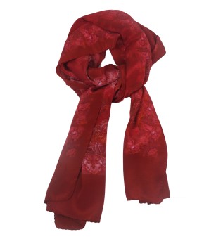 Crepe Silk Scarf - Red Leaf