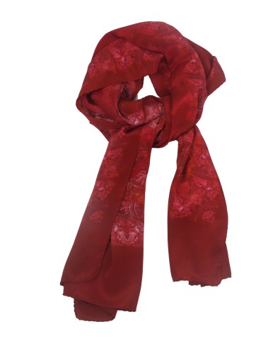 Crepe Silk Scarf - Red Leaf