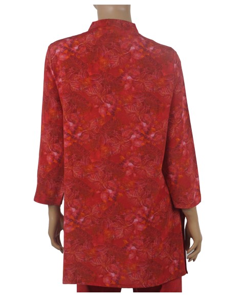 Long Silk Shirt - Red Leaf