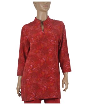 Long Silk Shirt - Red Leaf