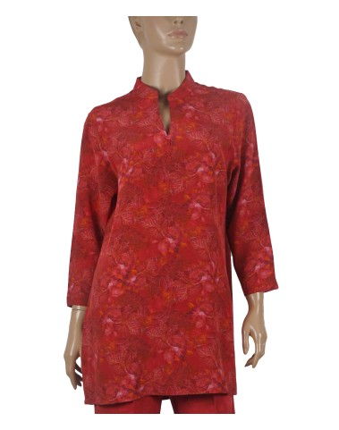 Long Silk Shirt - Red Leaf