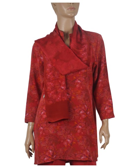 Long Silk Shirt - Red Leaf