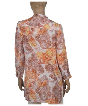 Long Silk Shirt - Orange Paisley