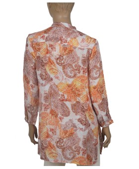 Long Silk Shirt - Orange Paisley